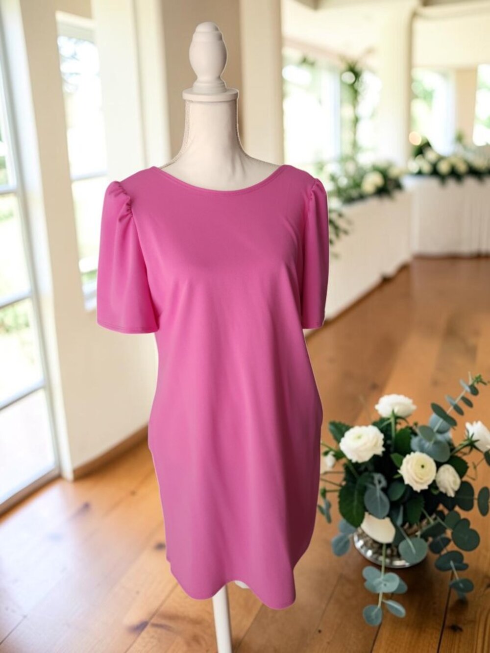💖 Carole Christian Pink Bow Back Dress Large NWT 💖 - Picture 2 of 11